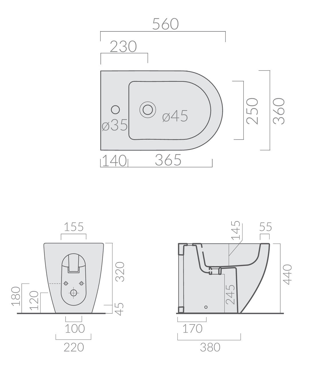 Galassia Dream bidet a pavimento monoforo bianco 56x36 cm