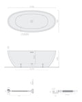 Galassia Flow vasca da bagno centro stanza 170x78 cm bianca