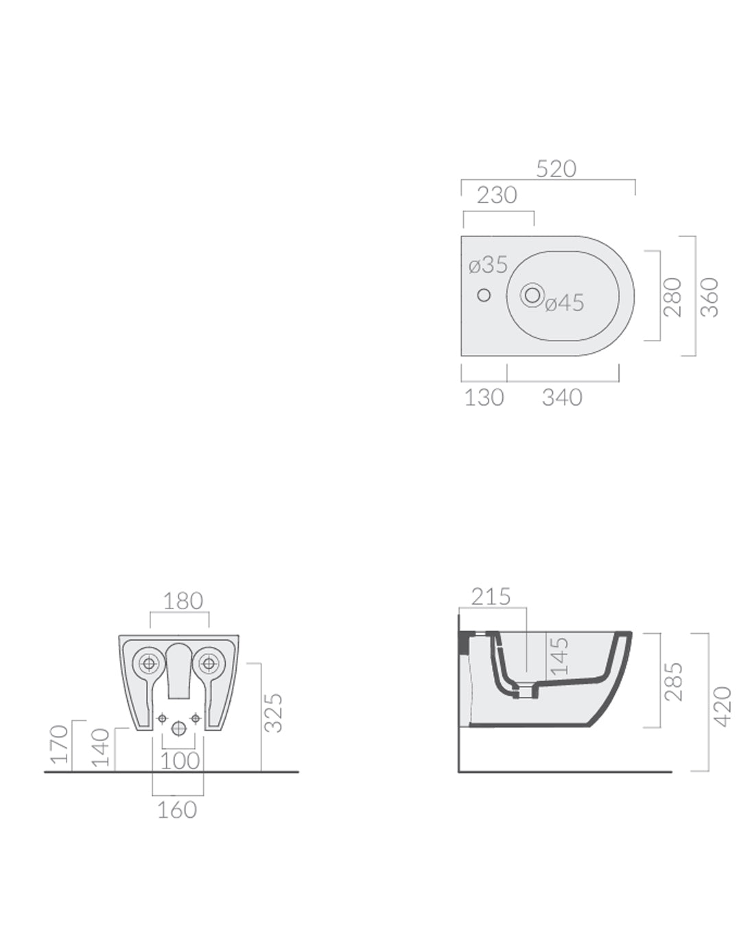 Galassia Dream bidet sospeso monoforo bianco lucido 52x36 cm