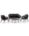 Set giardino Tahiti alluminio nero e corda dark grey