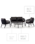 Set giardino Tahiti alluminio nero e corda dark grey