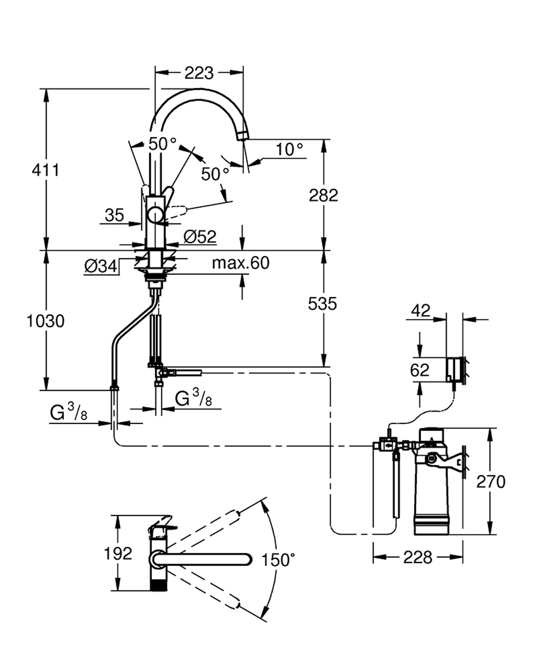 Teorema - Golf Plus Chrome Wall Mounted Sink Mixer Tap - 9A500110041