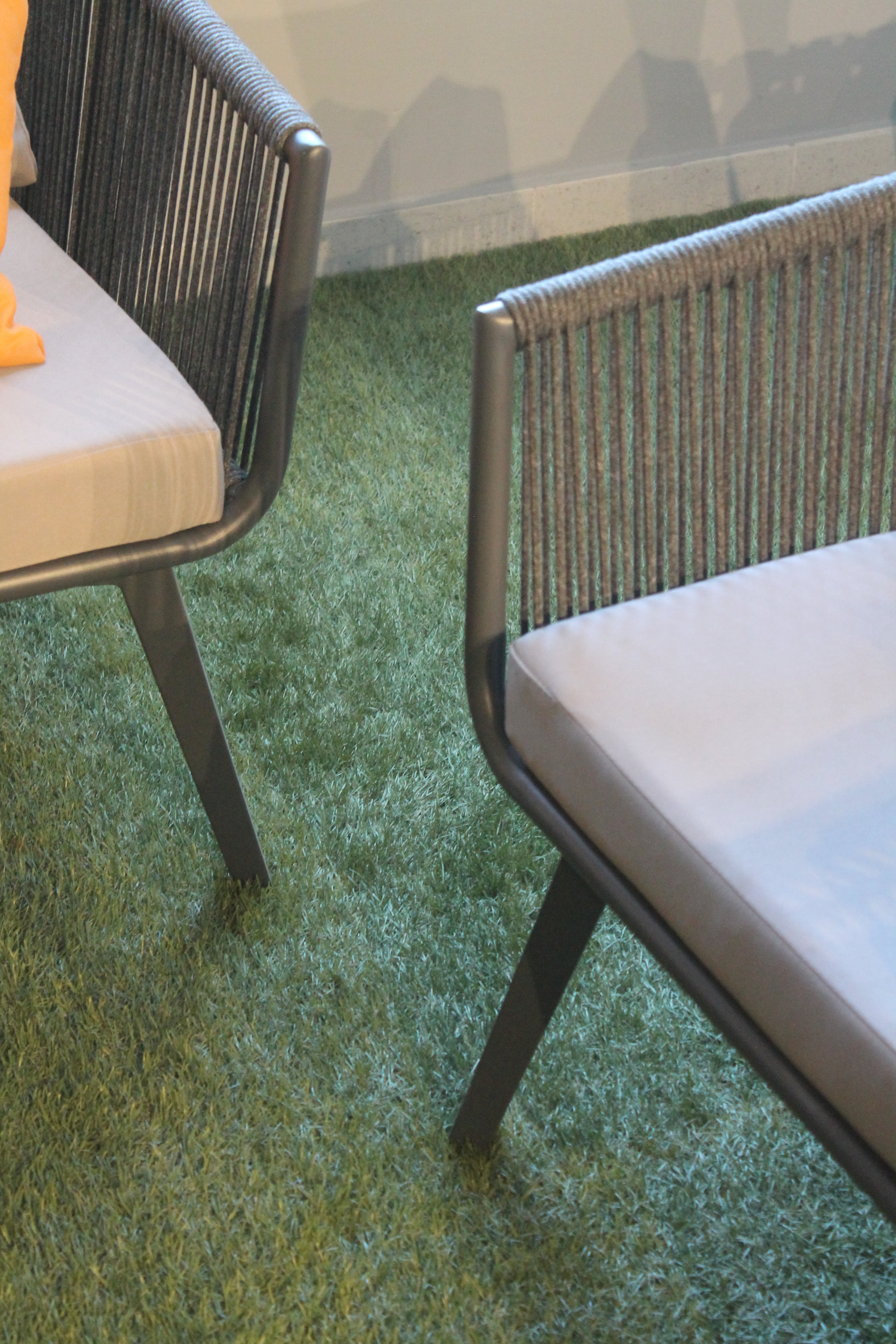 Set giardino Rope alluminio e corda tessuto grigio 3 posti