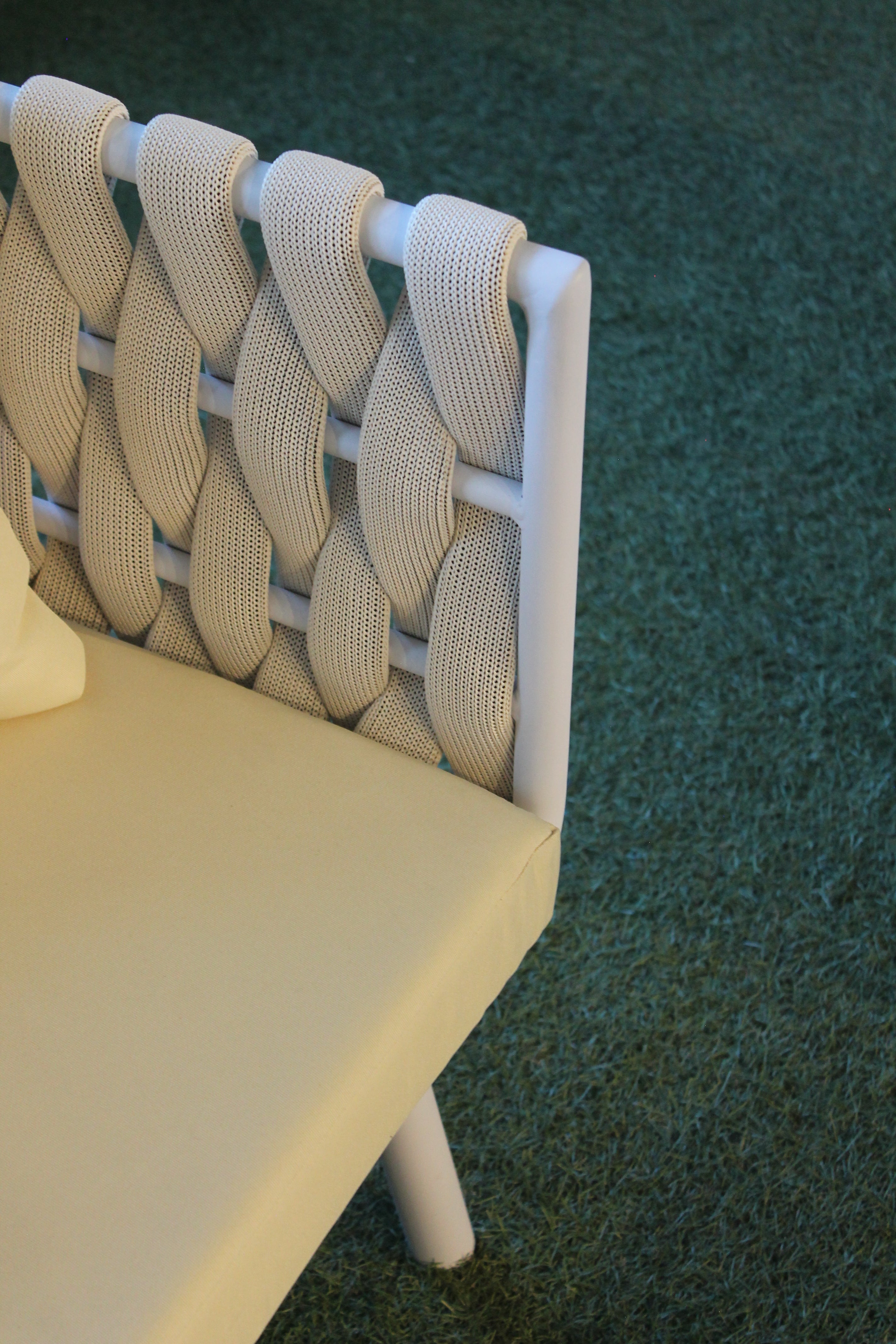 Comenido Tex Set bianco – Salotto da esterno in alluminio e corda