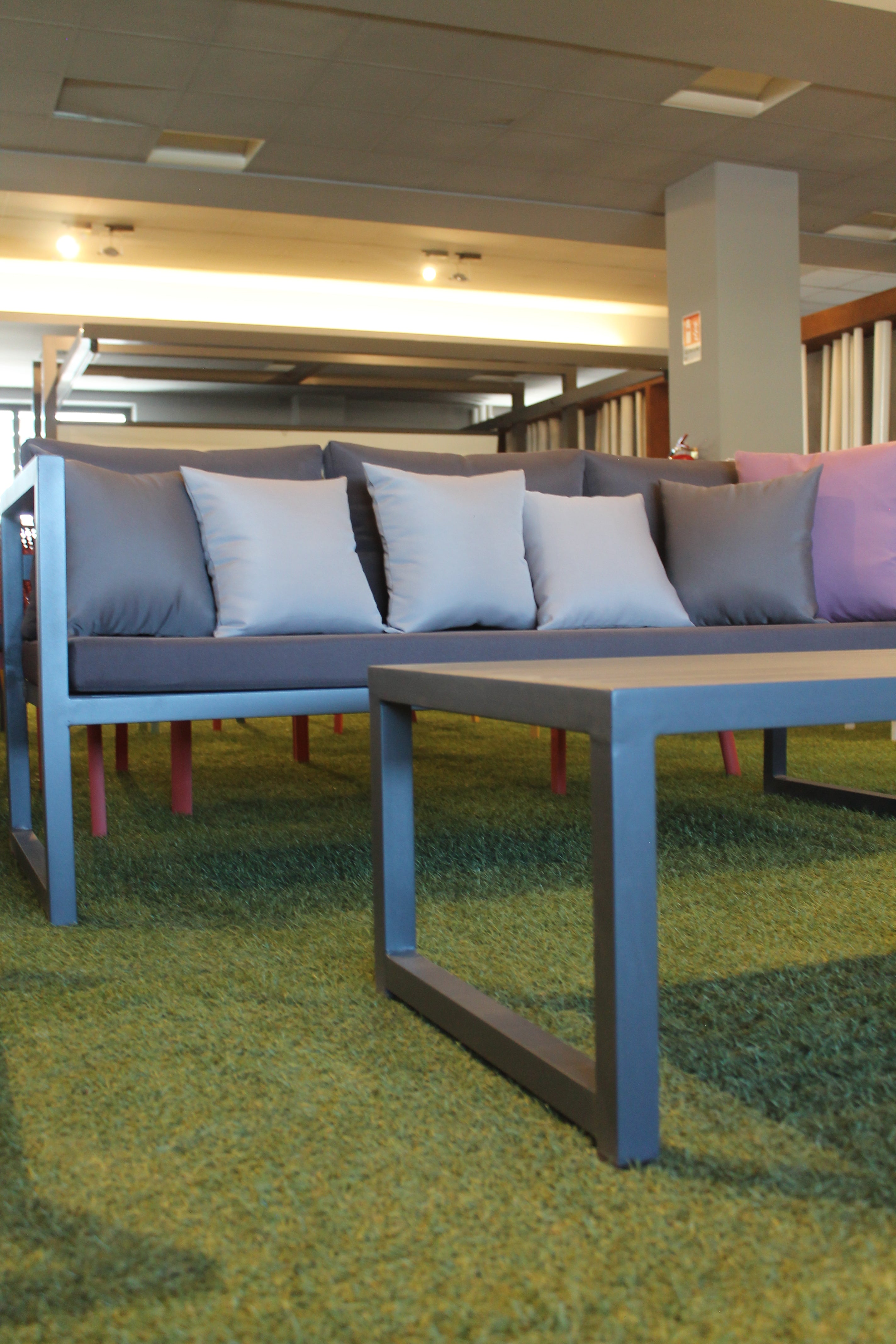 Comenido Cube Set grigio – Salotto da esterno in alluminio e corda