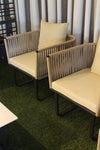 Set giardino Rope alluminio e corda tessuto beige 3 posti