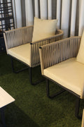 Set giardino Rope alluminio e corda tessuto beige 3 posti