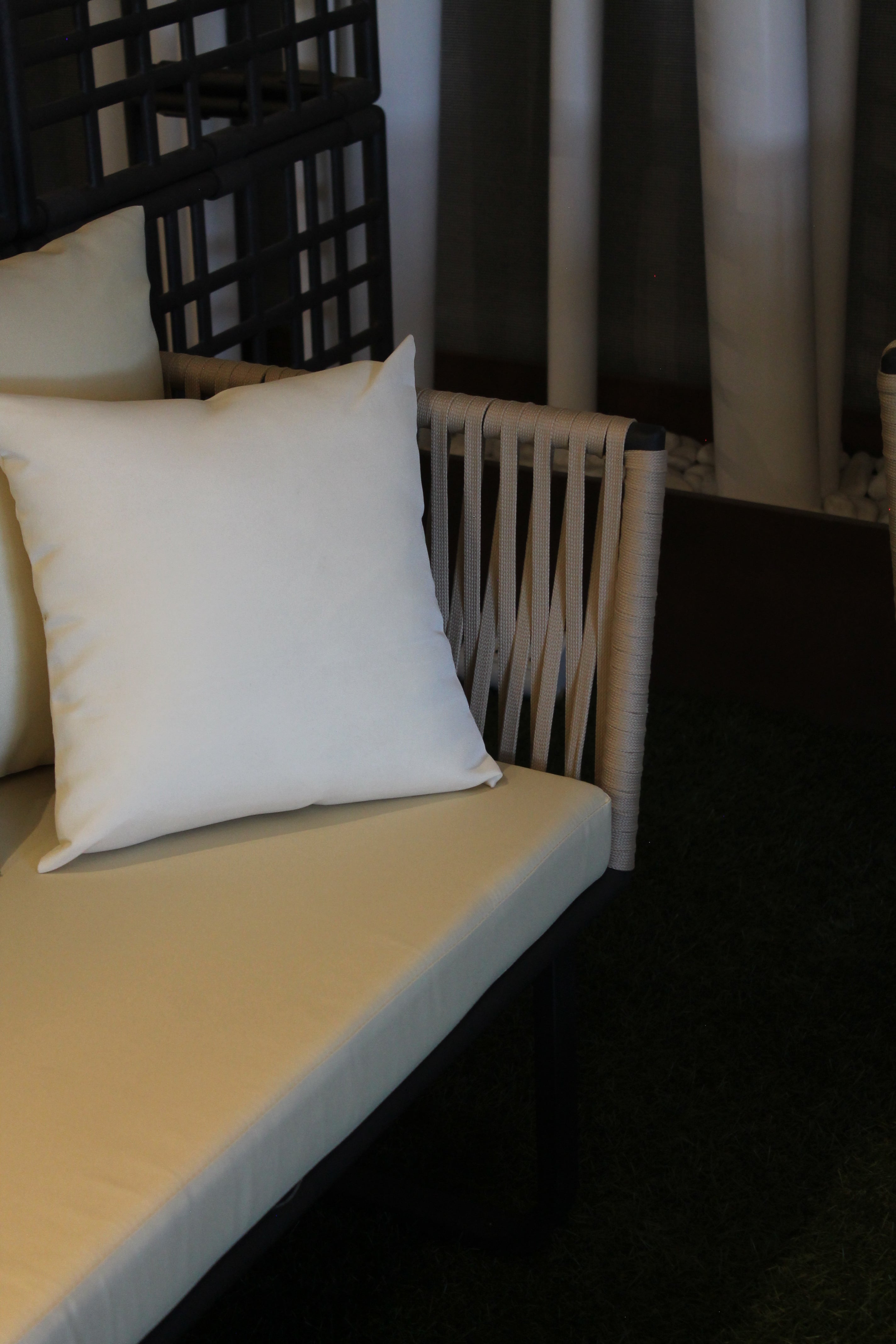 Set giardino Rope alluminio e corda tessuto beige 3 posti