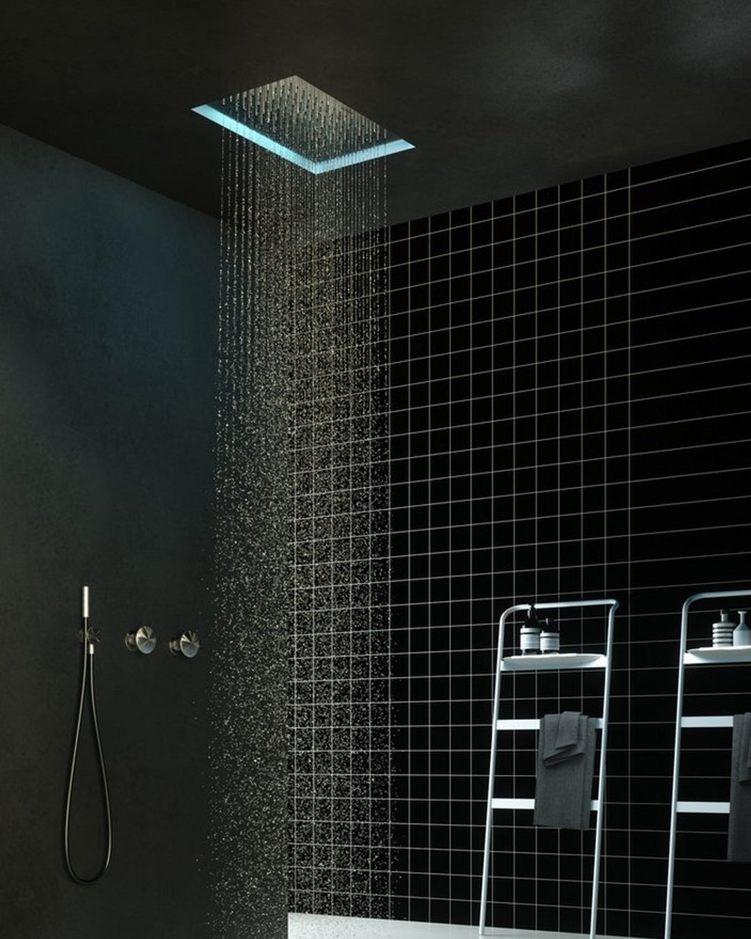 Antonio Lupi - Meteo2 BL Soffione a incasso a soffitto con LED 52x35 Acciao Inox Bianco