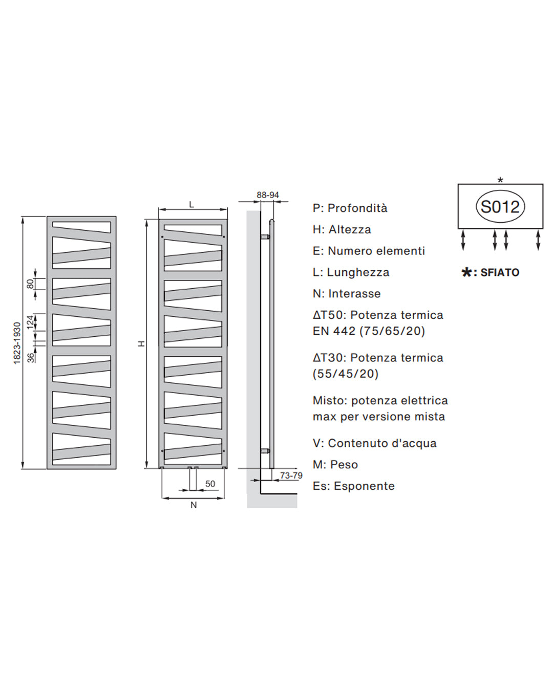 Zehnder Ribbon scaldasalviette Black MATT 180x50 design moderno