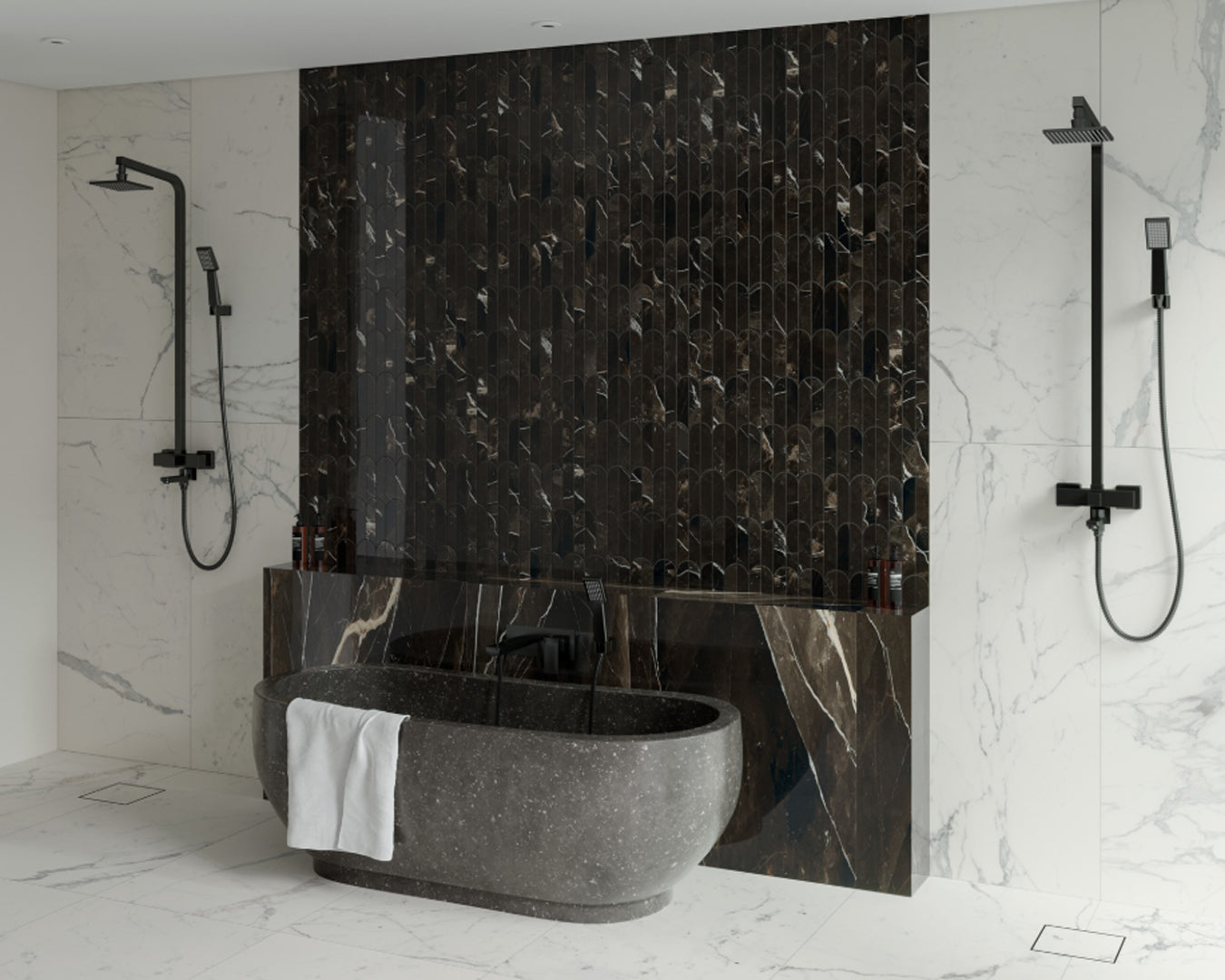 Marazzi Allmarble Calacatta Black piastrella gres effetto marmo Lux 60x120