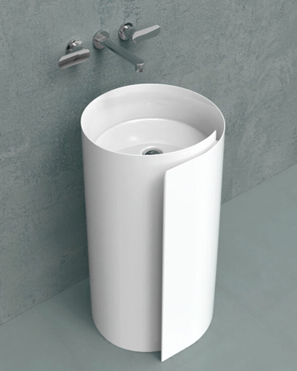 Lavabo a colonna Flaminia Monoroll con scarico a parete
