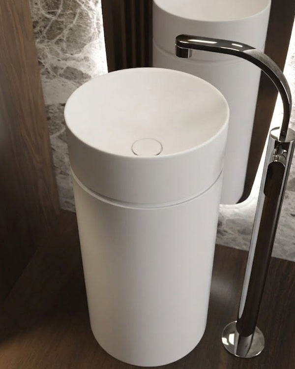 Lavabo a colonna Flaminia Monotwin Slim con scarico a parete