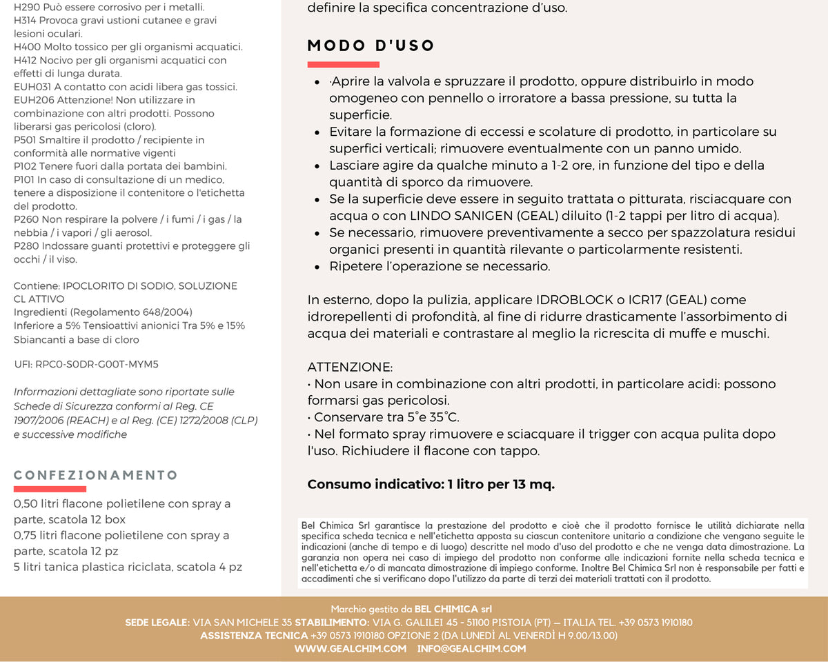 Geal Muffaut togli muffa rapido per interni ed esterni 0,75 lt