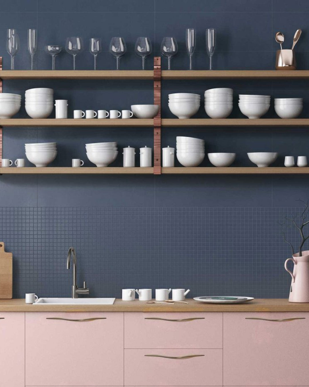 Marazzi Outfit piastrella Blue 25x76 cm pasta bianca