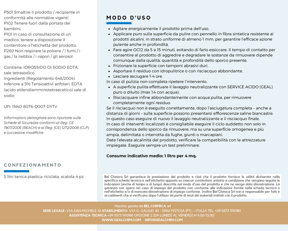 Geal OC12 pulitore forte per smog e graffiti 5 L