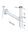 OMP TEA Sifone lavabo arredo tondo 1"1/4 ottone cromato