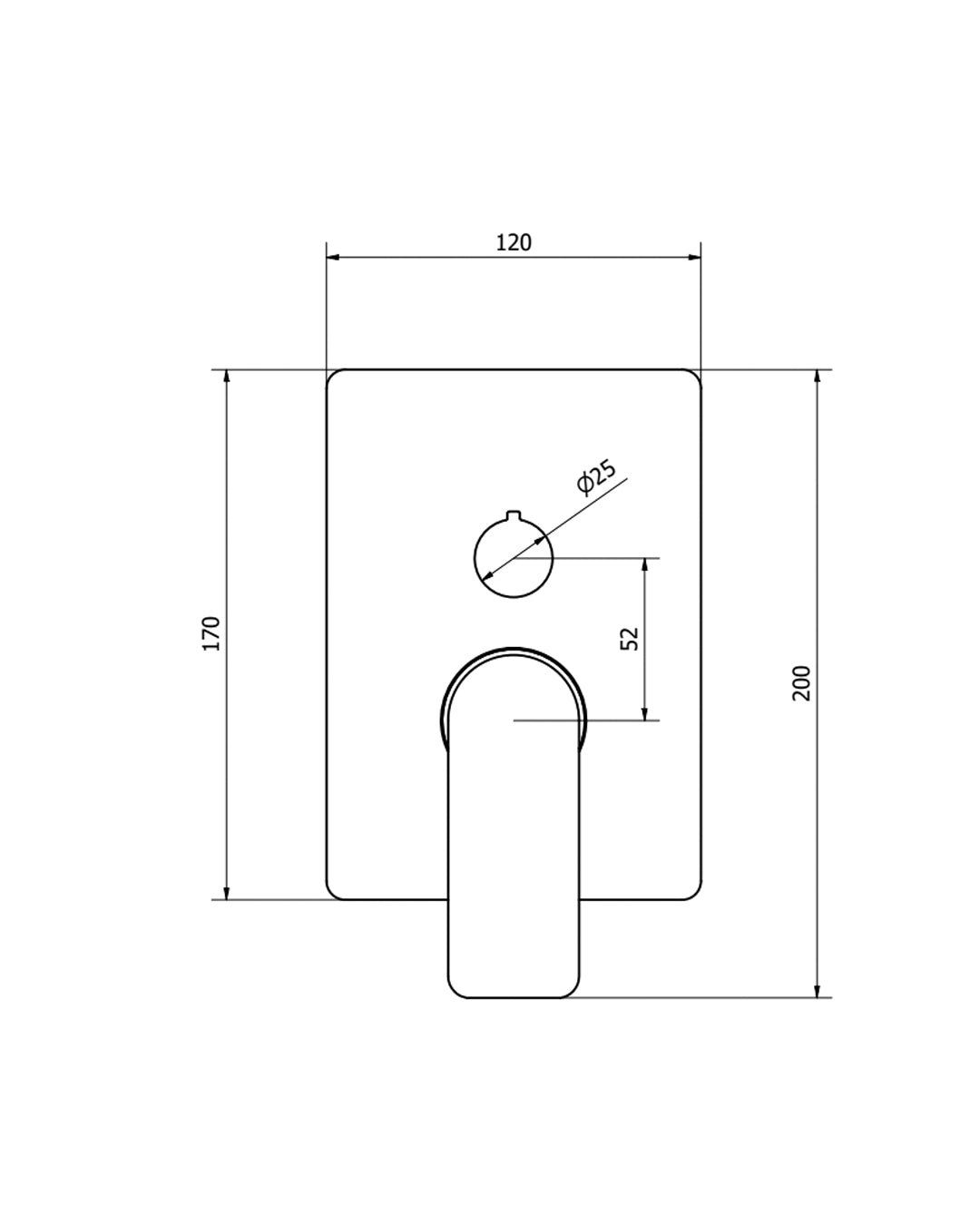 Teorema XS Parte esterna miscelatore incasso rotativo vasca/doccia 2/3 vie