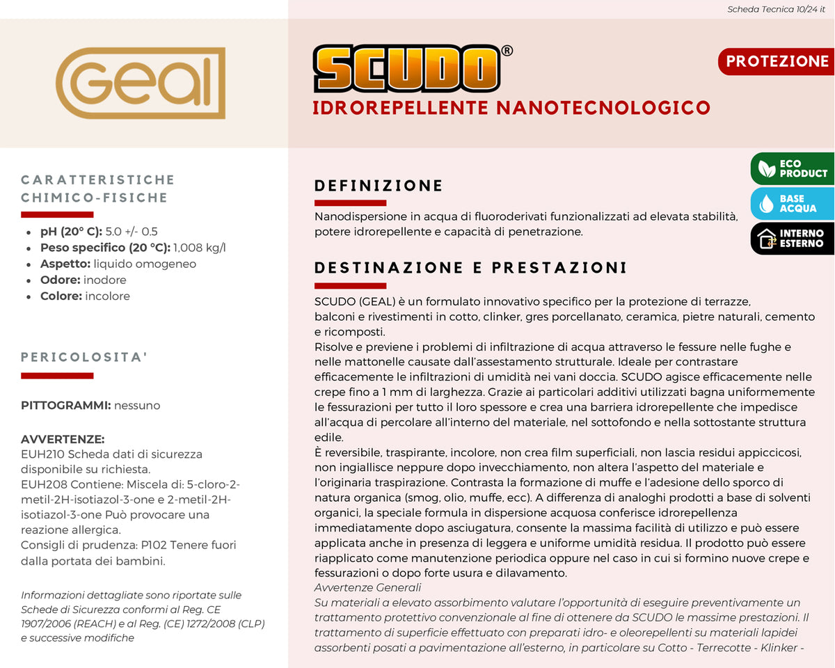 Geal Scudo idrorepellente nanotecnologico 1 L per esterni