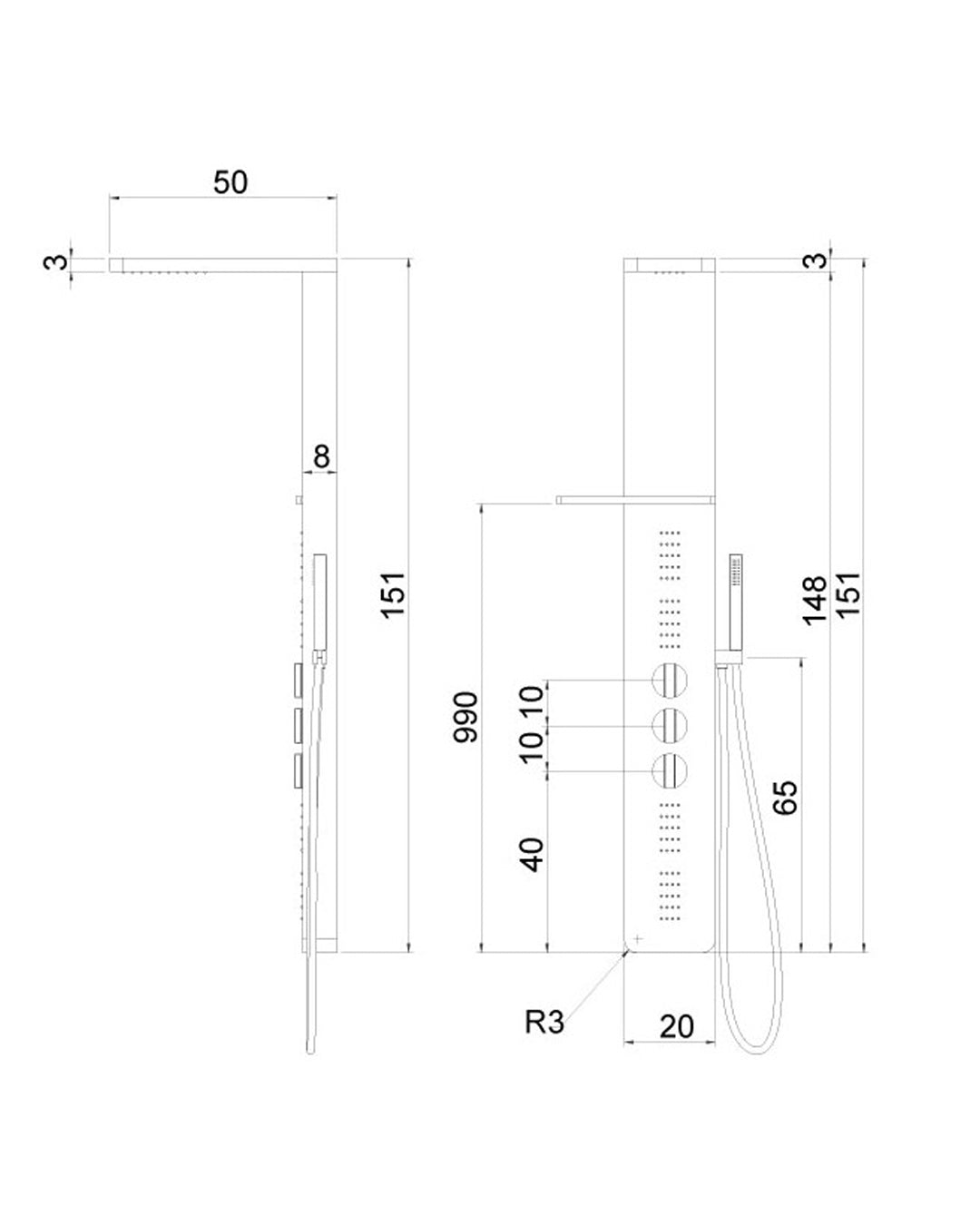 SFA - Kinedo Easy Shower Plus Colonna doccia multifunzione satinata - SFACD150ASMPR