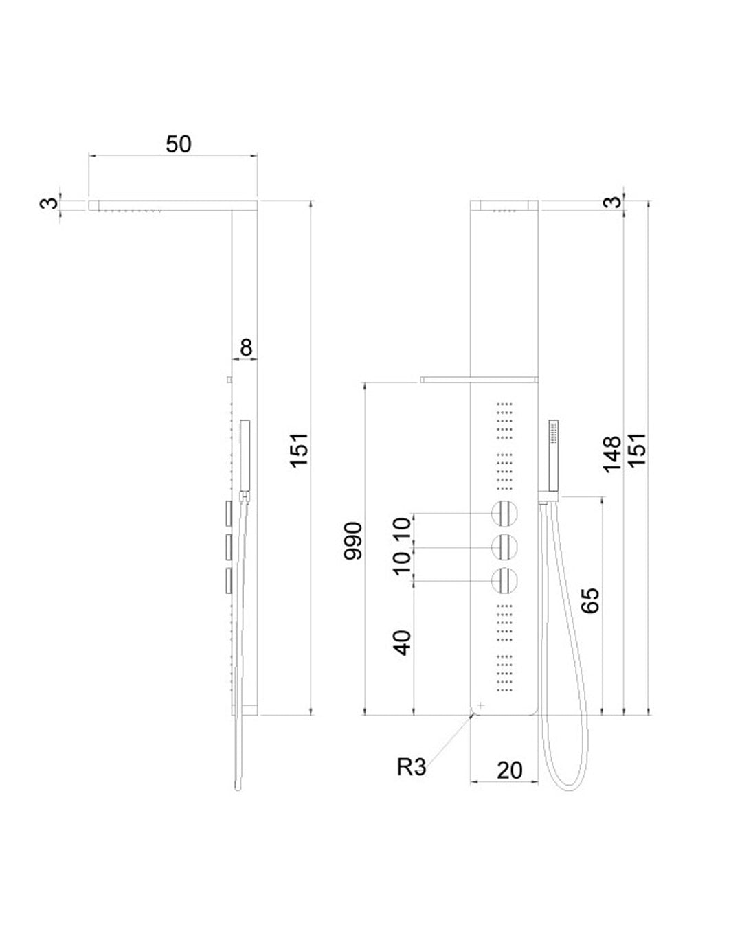 SFA - Kinedo Easy Shower White Shower Column - SFACD150BMMNM