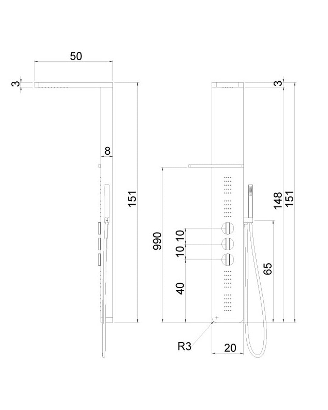 SFA - Kinedo Easy Shower Black Shower Column - SFACD150NMMNM