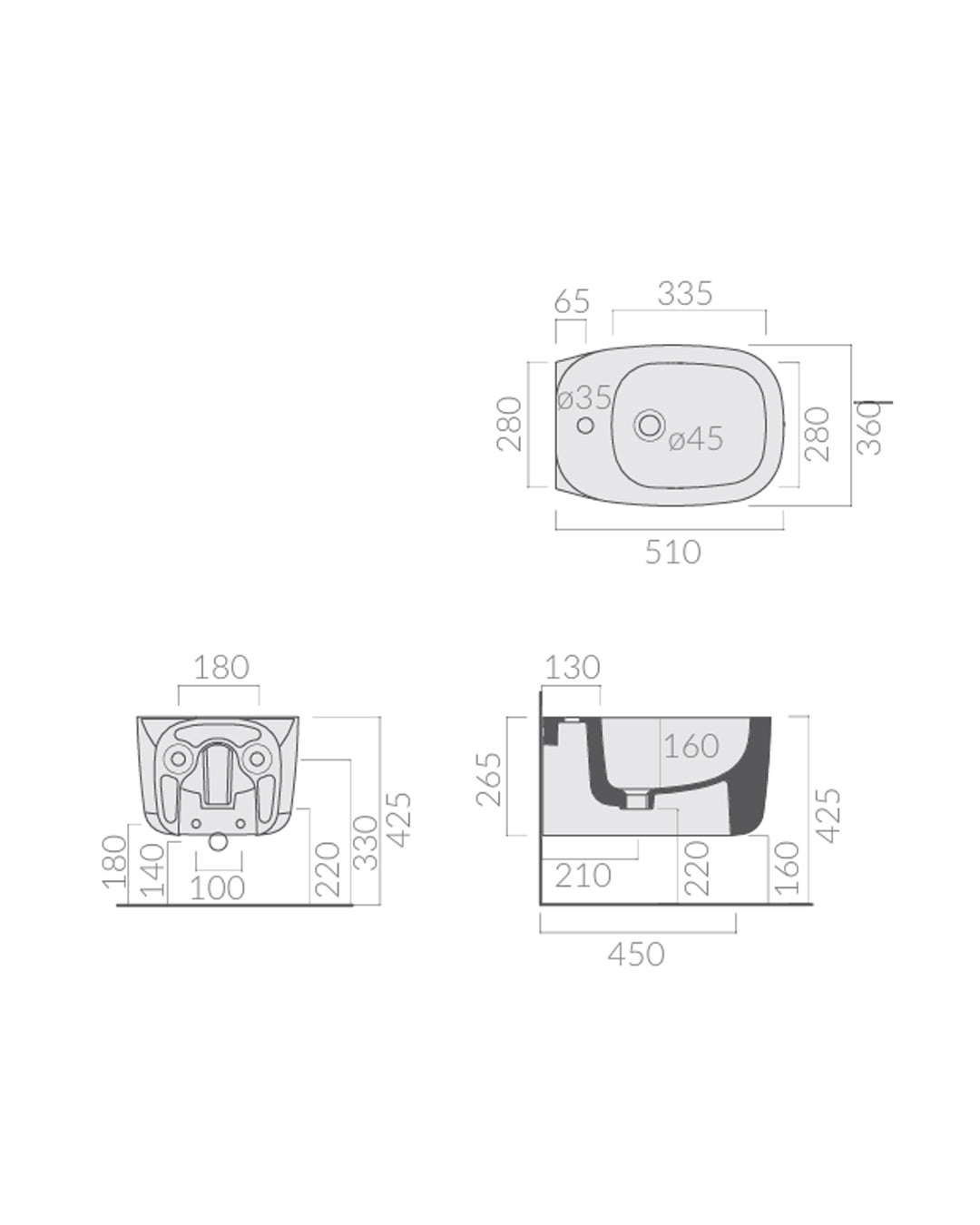 Galassia Susi bidet sospeso bianco lucido 51x36 cm