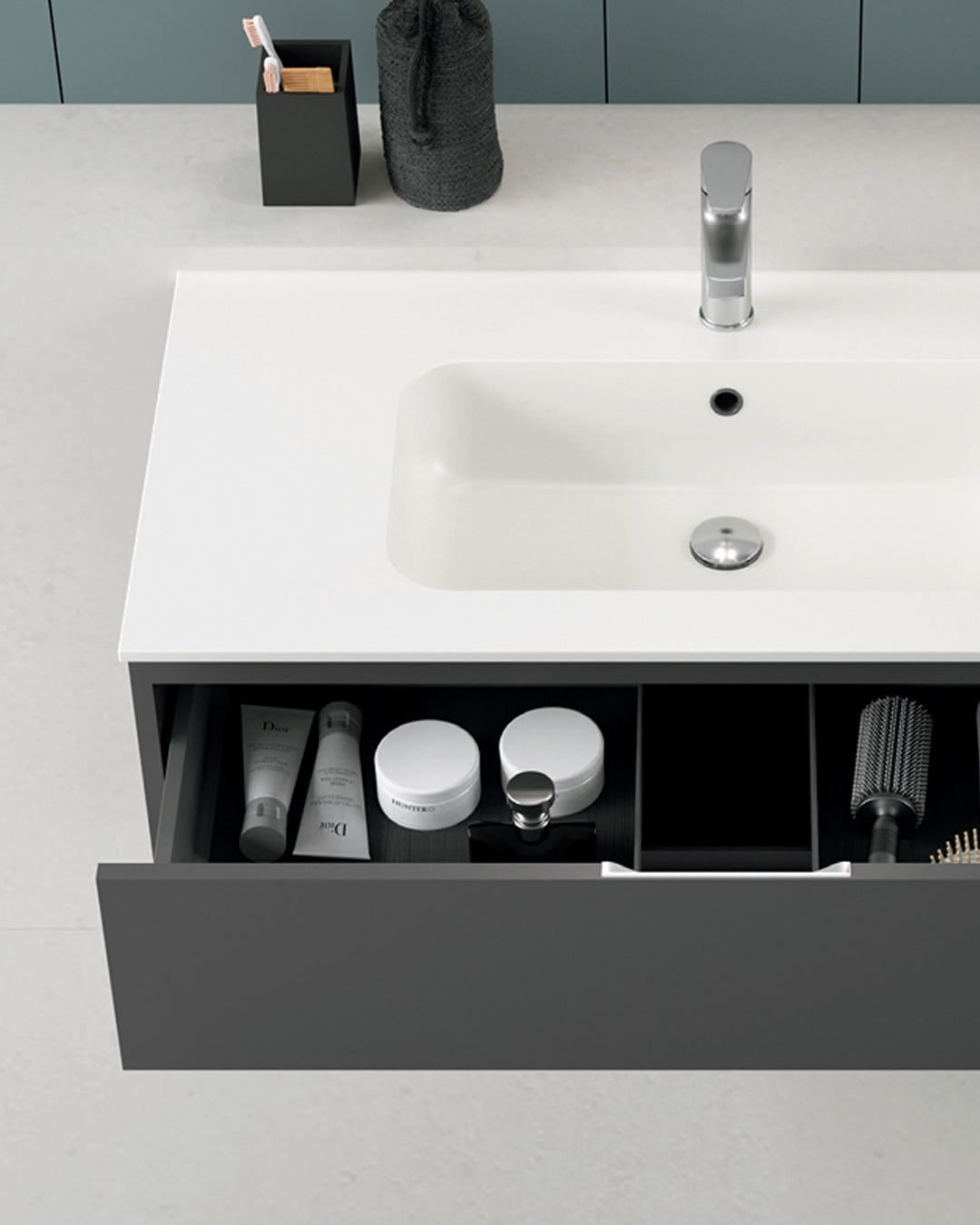 Mobile bagno Qubo2 Hafro Gruppo Geromin finitura Ares Grigio