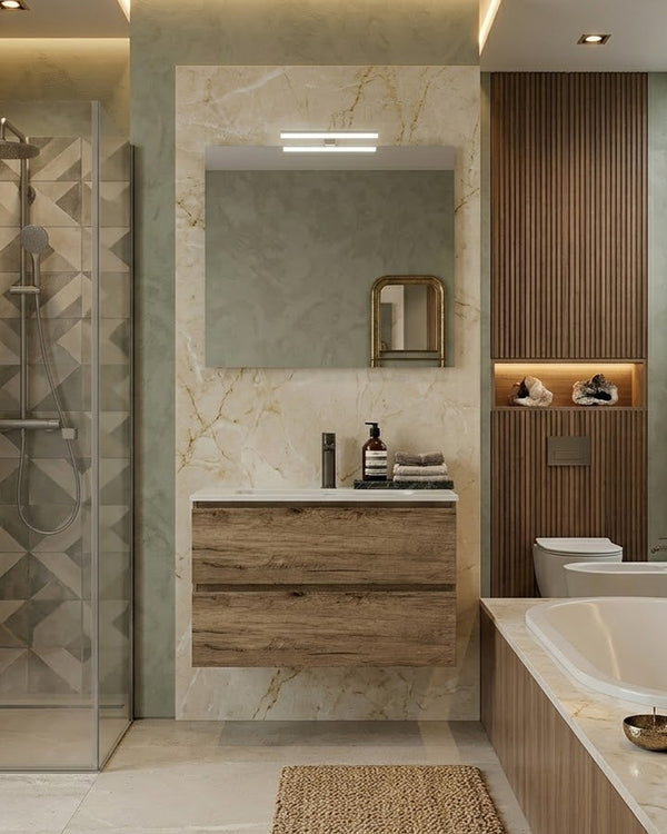 Mobile bagno Qubo2 Hafro Gruppo Geromin finitura Sherwood miele