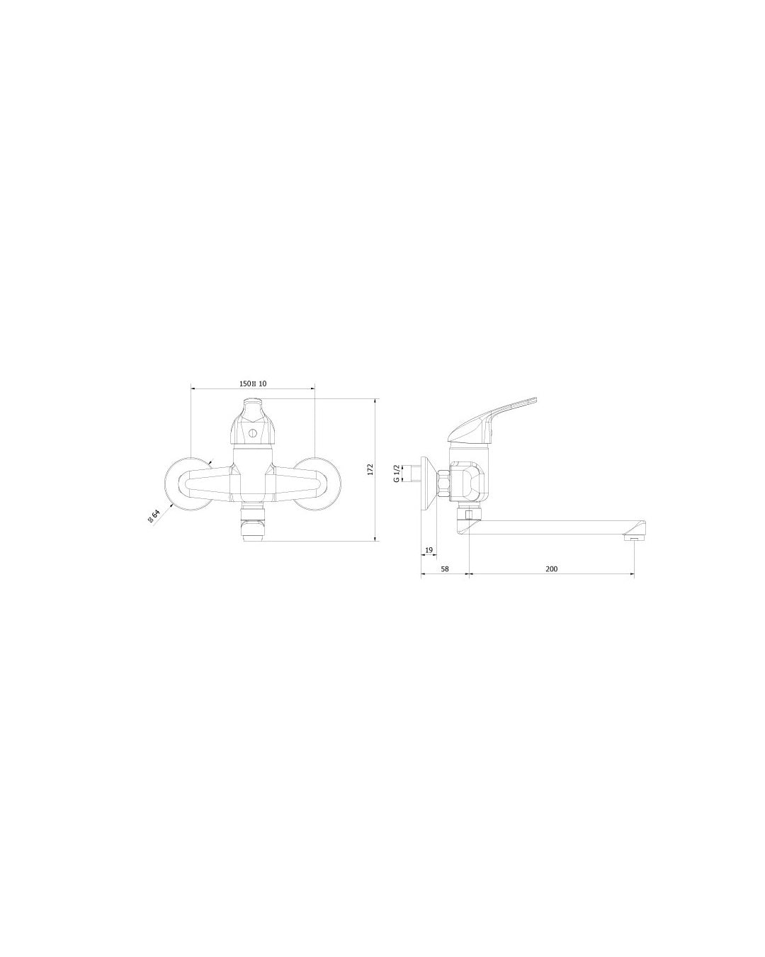 Teorema - Golf Plus Miscelatore per lavello a parete cromato - 9A500110041