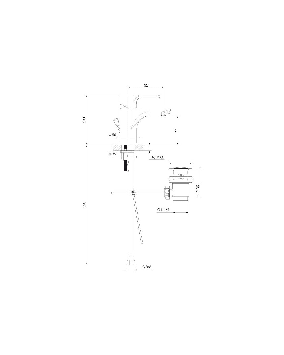 Teorema Good-Life Miscelatore lavabo cromato con scarico automatico