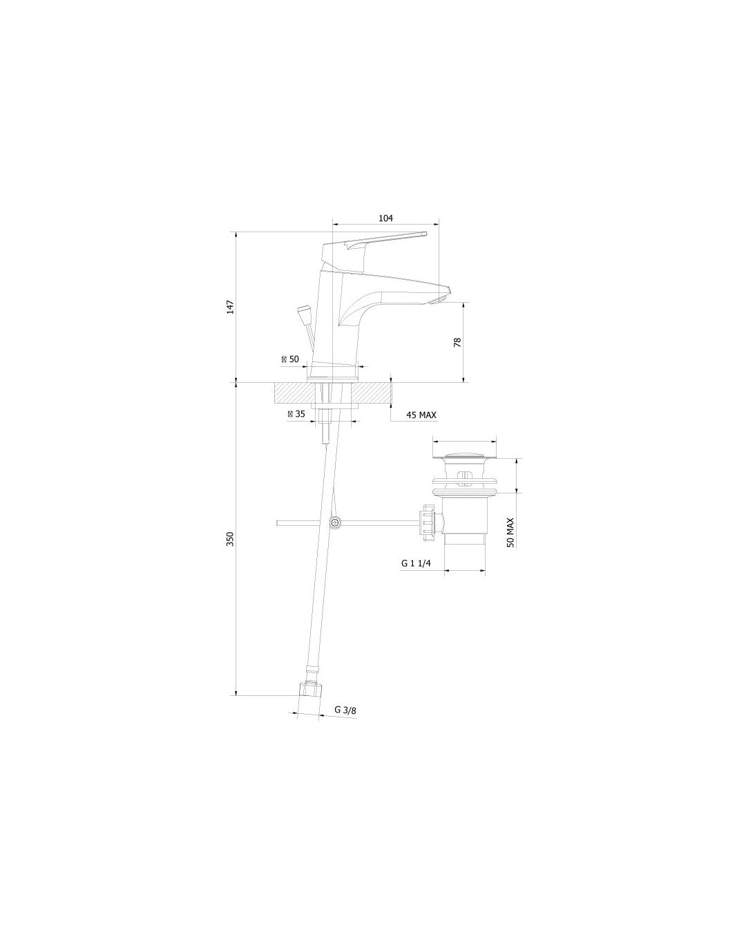 Teorema - Sonic Miscelatore per lavabo con scarico automatico cromato - 8C30111-001