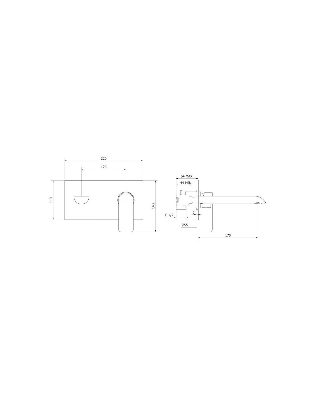 Teorema XS Miscelatore lavabo a incasso con scarico click clack cromato