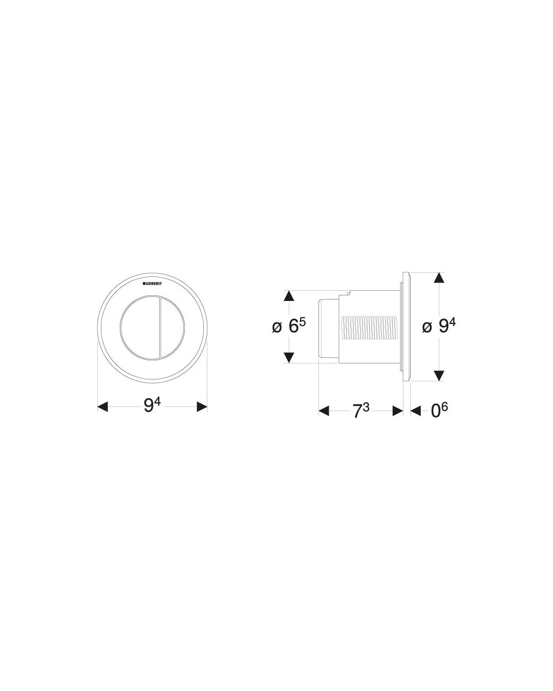 Geberit - Tipo01 Comando pneumatico per WC a due quantità bianco - 116.043.11.1