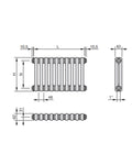 Zehnder Charleston Radiatore tubolare a 2 colonne h 2000x460 mm 10 elementi