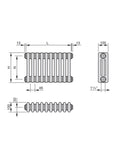 Zehnder Charleston Radiatore tubolare a 3 colonne 2000x644 mm 14 elementi