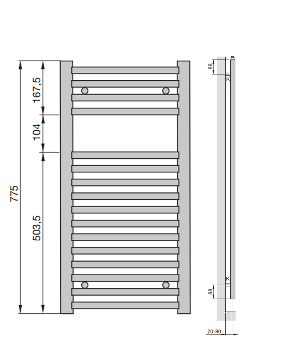 Zehnder - Aura Radiatore scaldasalviette 775x500 mm Cromo