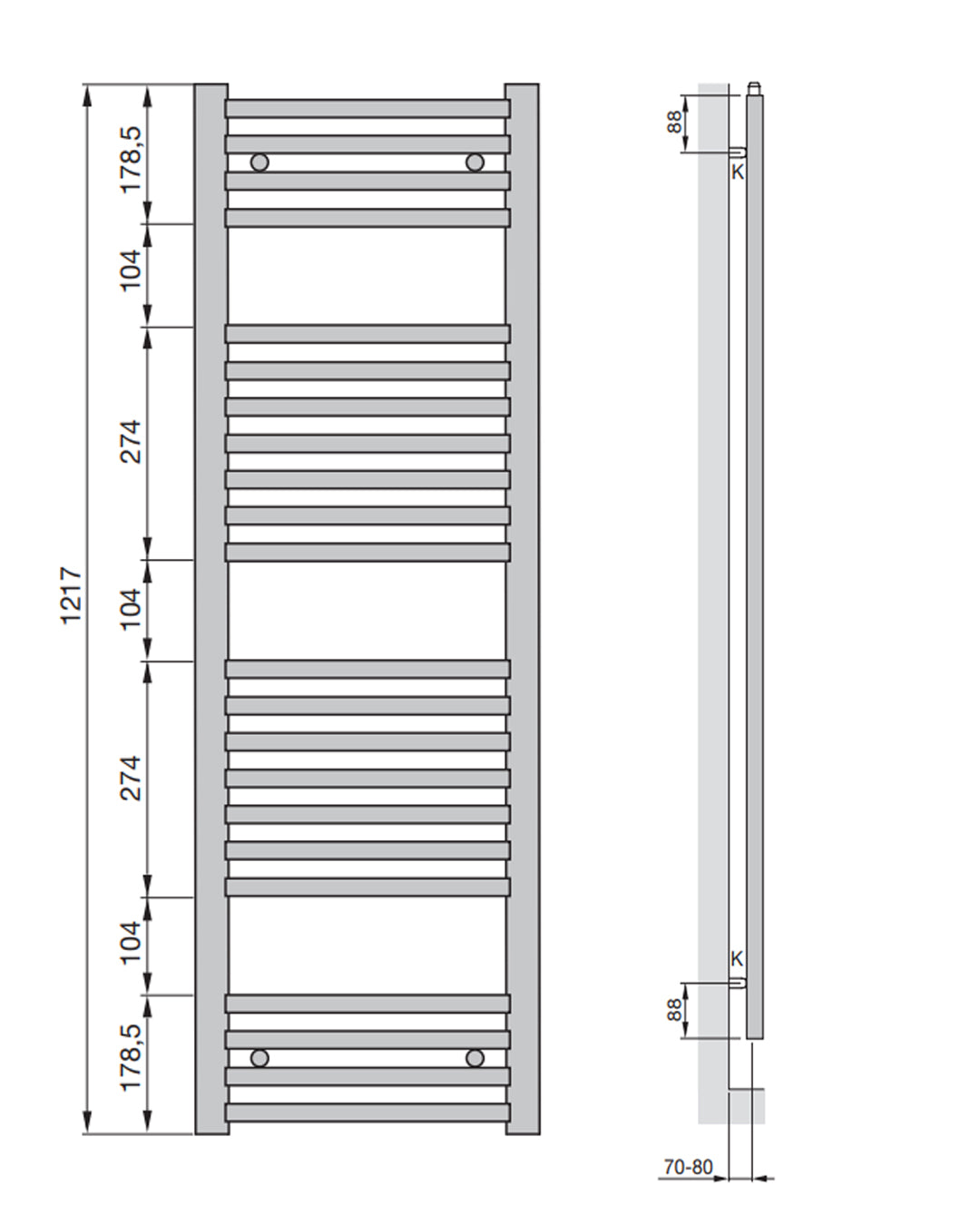 Zehnder - Aura Radiatore scaldasalviette 1217x500 mm Cromo