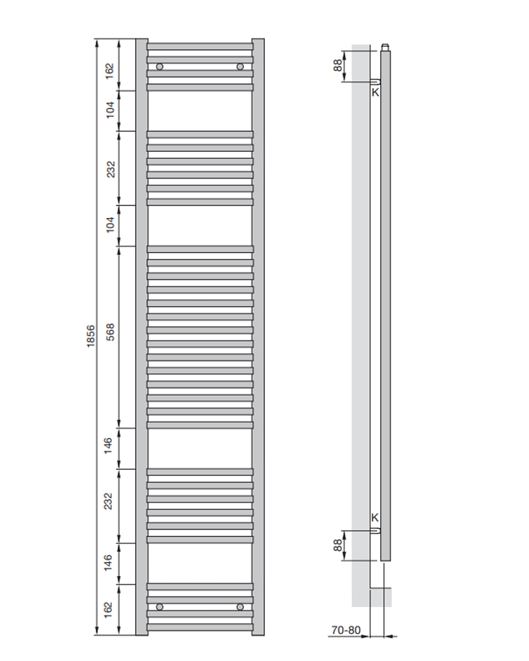 Zehnder Aura Radiatore scaldasalviette 1856x500 mm bianco