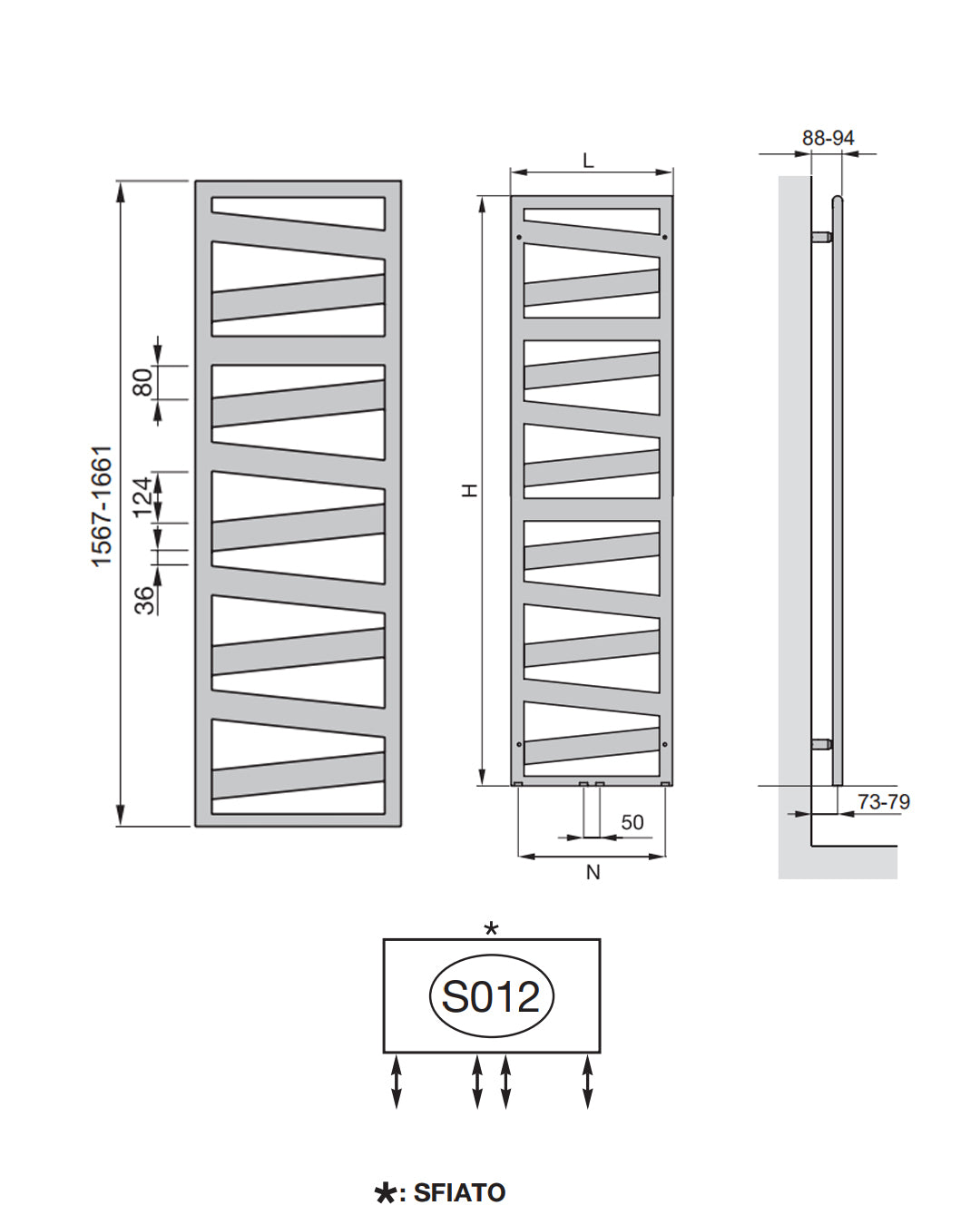 Zehnder Ribbon Termoarredo 1567x500 mm bianco