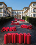 Slide Amore panca design calligrafico per interni ed esterni