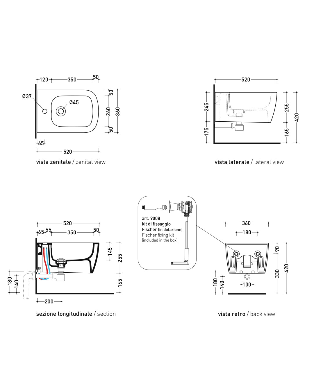 Flaminia Play bidet sospeso bianco lucido