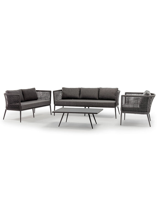 Set giardino Cuba alluminio e corda colore nero/grigio scuro
