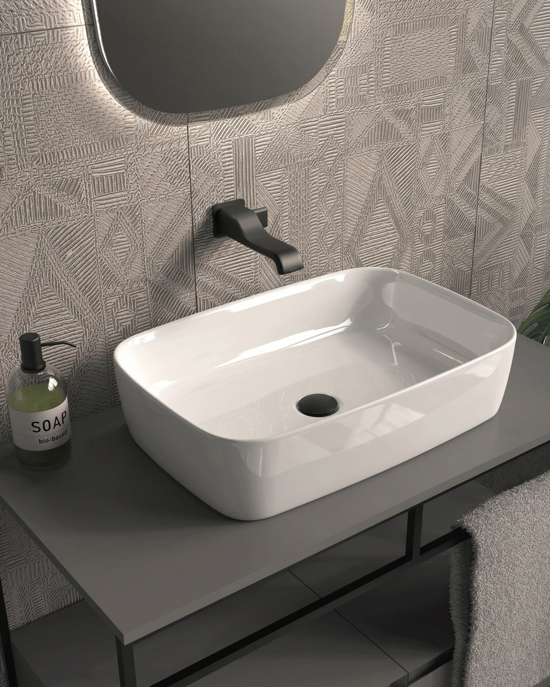 Flaminia Play lavabo da appoggio bianco lucido 62x42
