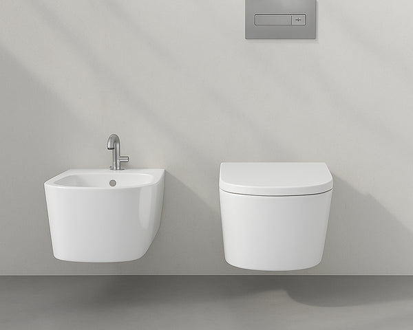 Galassia Meg 11 Pro kit vaso e bidet sospesi con copriwater avvolgente bianco lucido