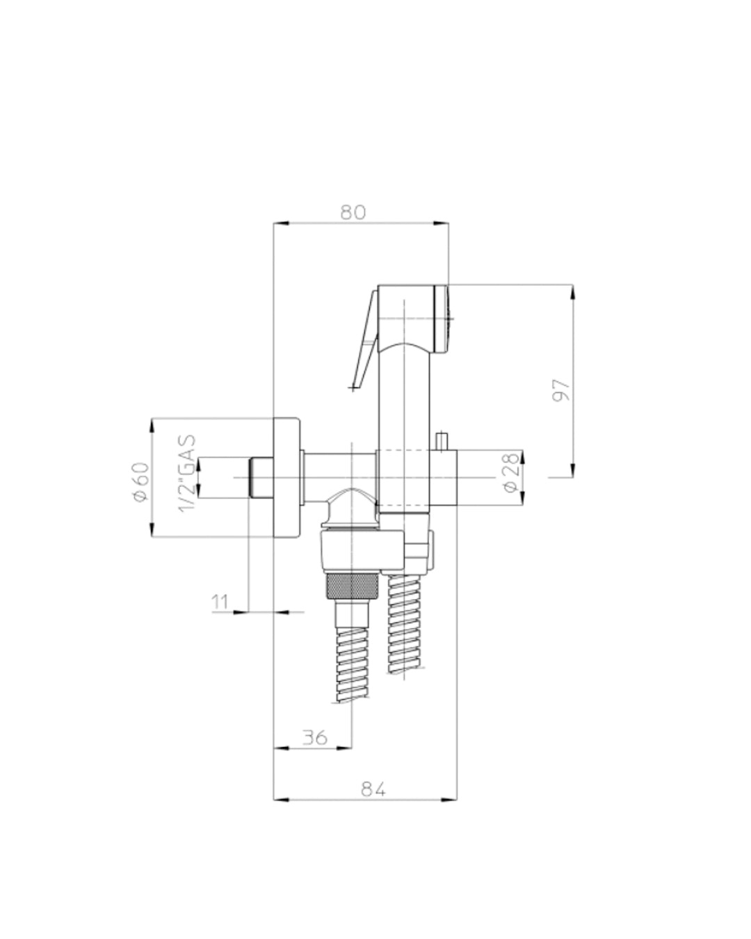 Bossini - Paloma Hydrobrush tap with shower head - E57010800030015