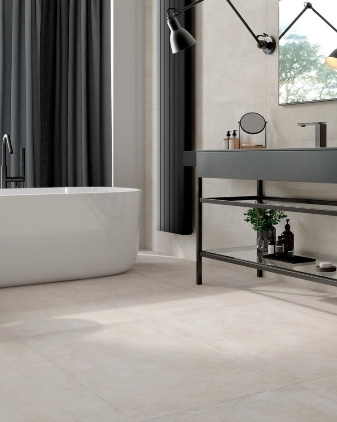 Marazzi Plaza piastrella gres effetto cemento White 100x100 cm