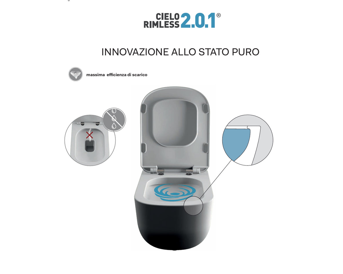 Ceramica Cielo Mare vaso a pavimento filo parete Rimless bianco