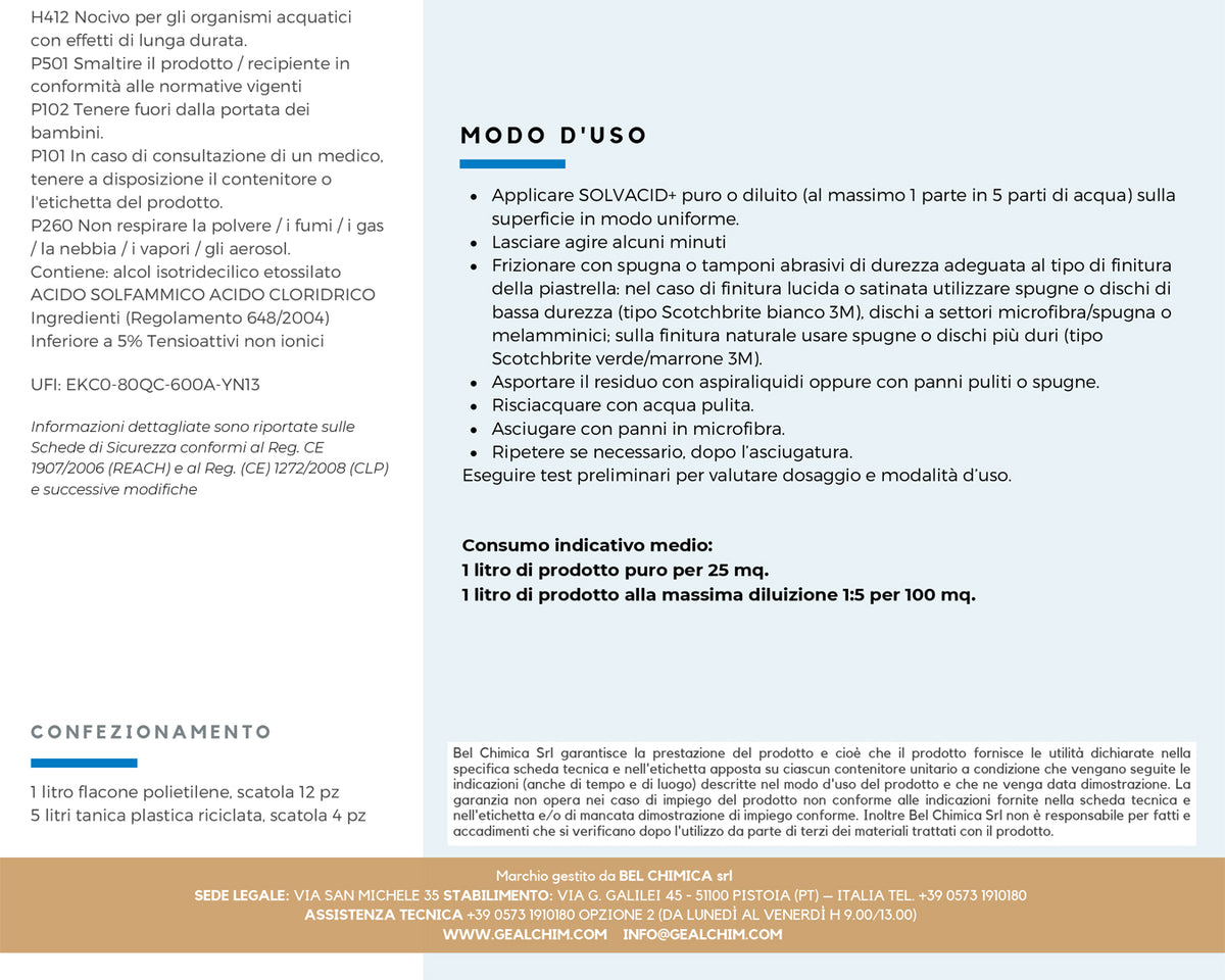 Geal Solvacid+ pulitore fuganti cementizi per gres 1 L