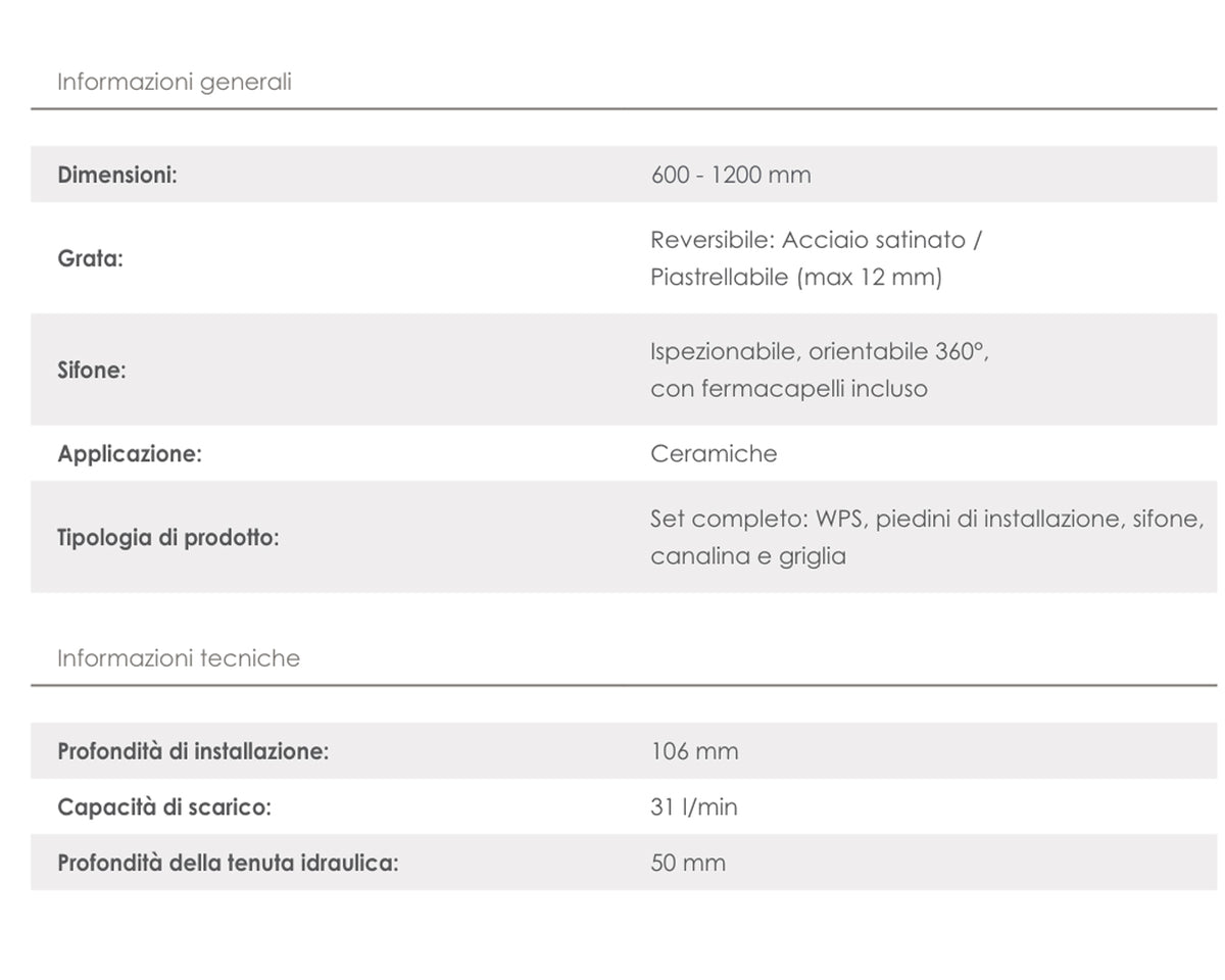 Base Drain Zero canale doccia acciaio 80 cm con griglia reversibile